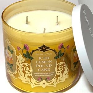 Bath & Body Works Iced Lemon Pound Cake Candle - Yellow & Gold Net Wt 14.5 oz